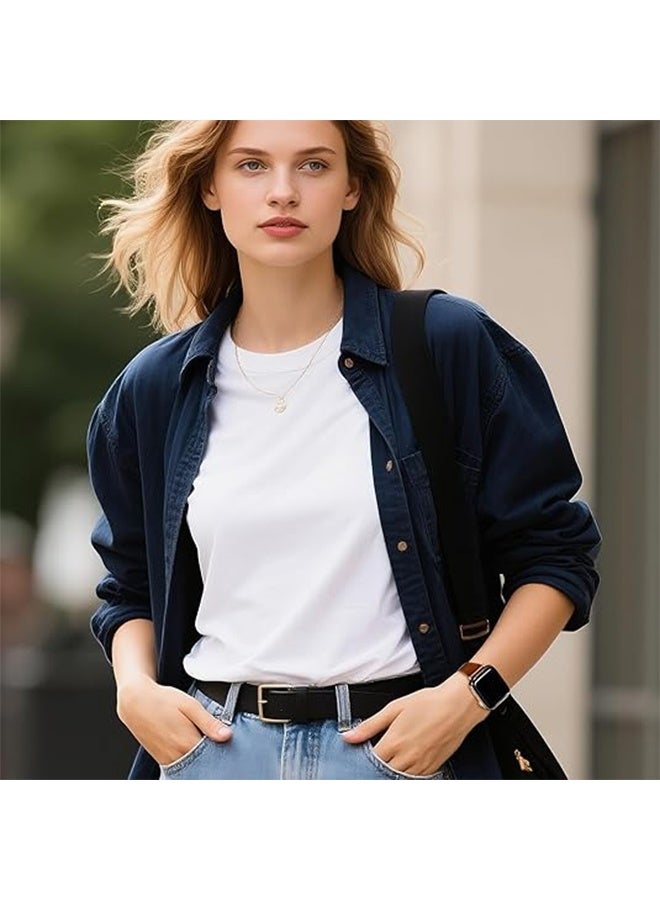 سوار جلدي متوافق مع ساعة أبل للنساء، متوفر بمقاسات 38 مم، 40 مم، 41 مم، 42 مم، 44 مم، 45 مم، 46 مم، و49 مم، سوار رفيع لساعات أبل من السلسلة SE، SE2، السلسلة 10، 9، 8، 7، 6، 5، 4، 3، 2، 1، لون بني. - Image 5